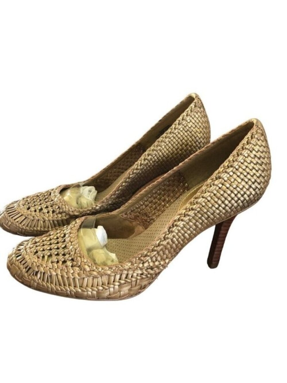 Enzo Angiolini Woven Leather Heels Bronze Size 6M Brand New without Box
